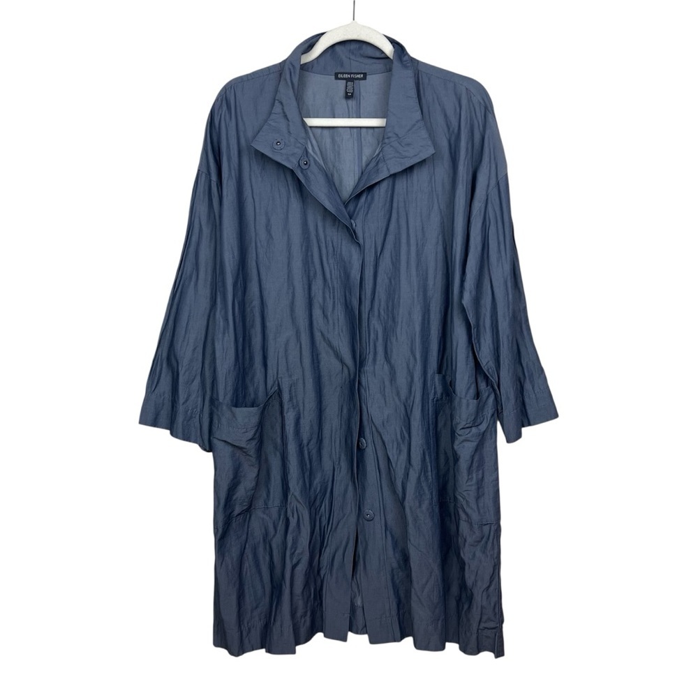 Eileen Fisher Jacket Organic Denim Cotton Metallic Thread Coat S - Picture 5 of 12